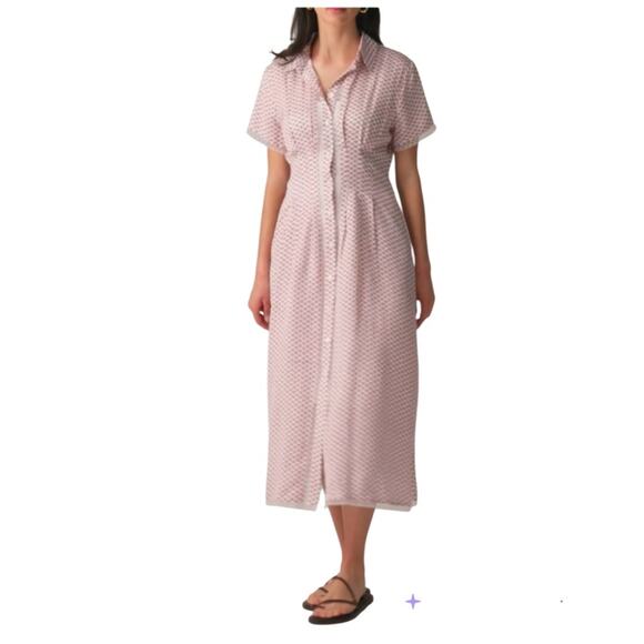 J. Crew Wren lace-trim shirtdress in glossy twill Floral Size 2 NWT - Picture 1 of 13